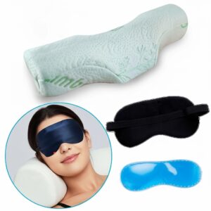 Almohada cervical + Antifaz con gel para relajarse y dormir