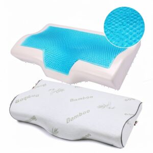 Almohada Cervical Memory Foam con Gel en forma de Mariposa con Funda de fibra de Bambú