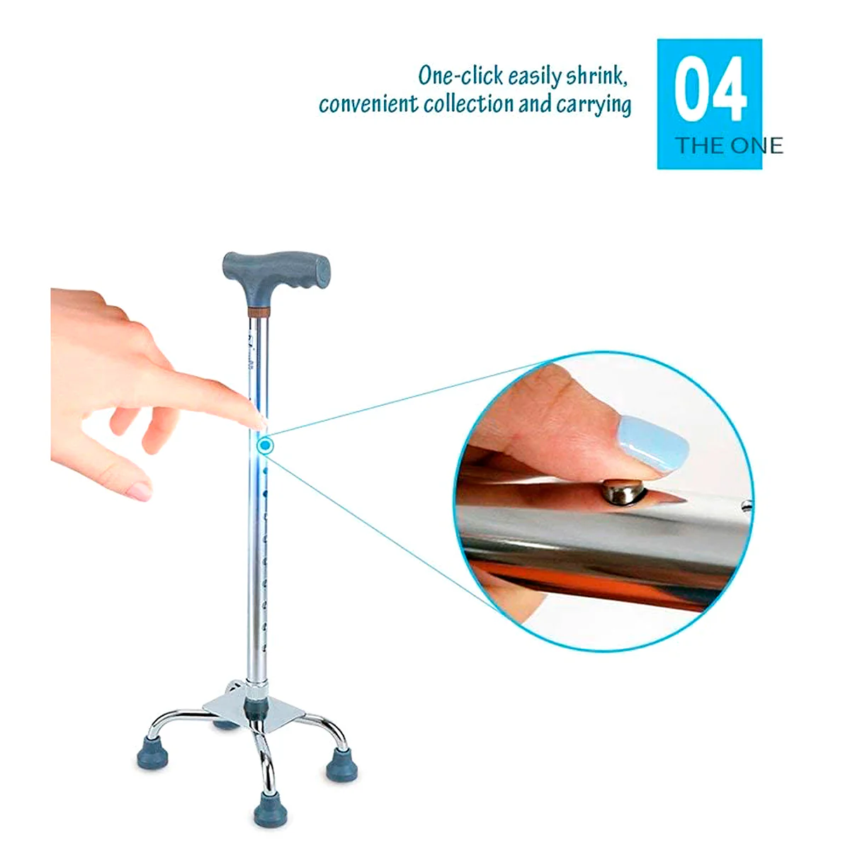 Bastón Ajustable con Mecanismo de Pivote Único (8)