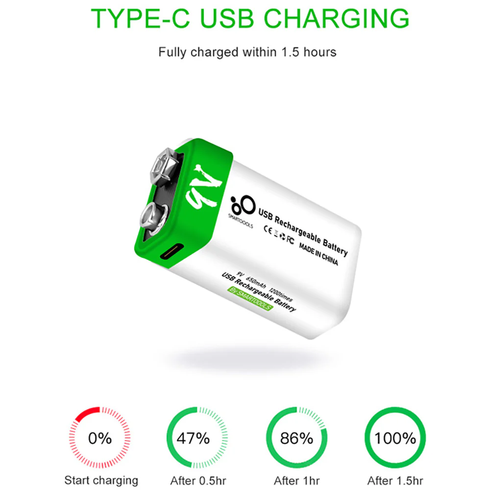 Batería Recargable de Litio 9V (3)