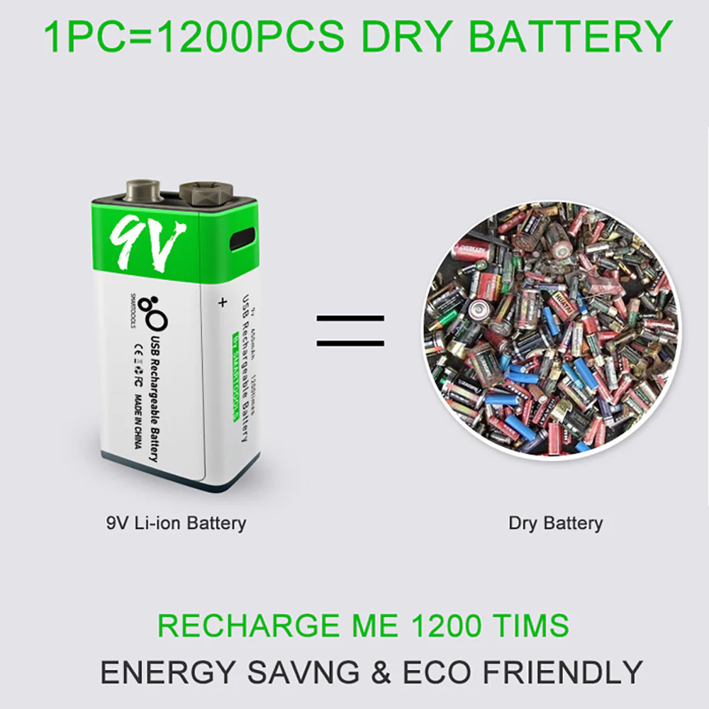 Batería Recargable de Litio 9V (5)