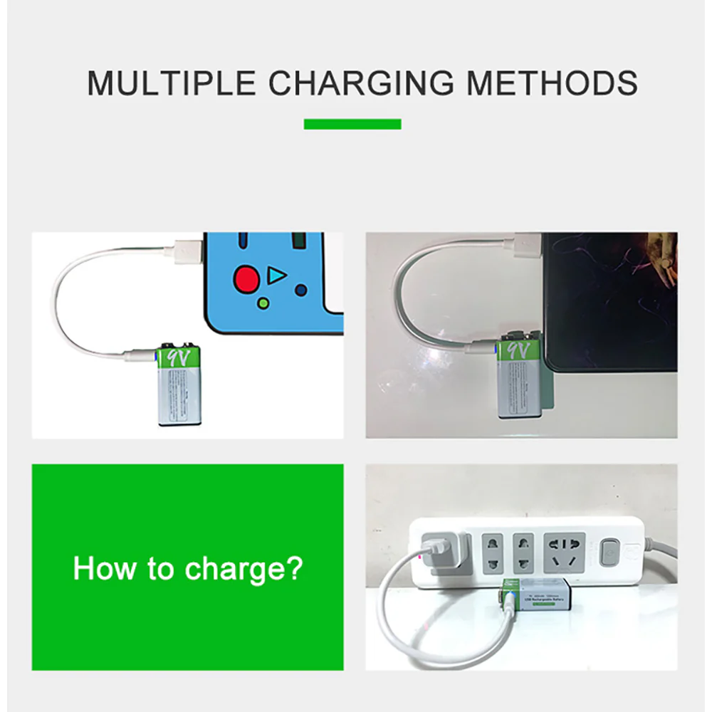 Batería Recargable de Litio 9V (6)